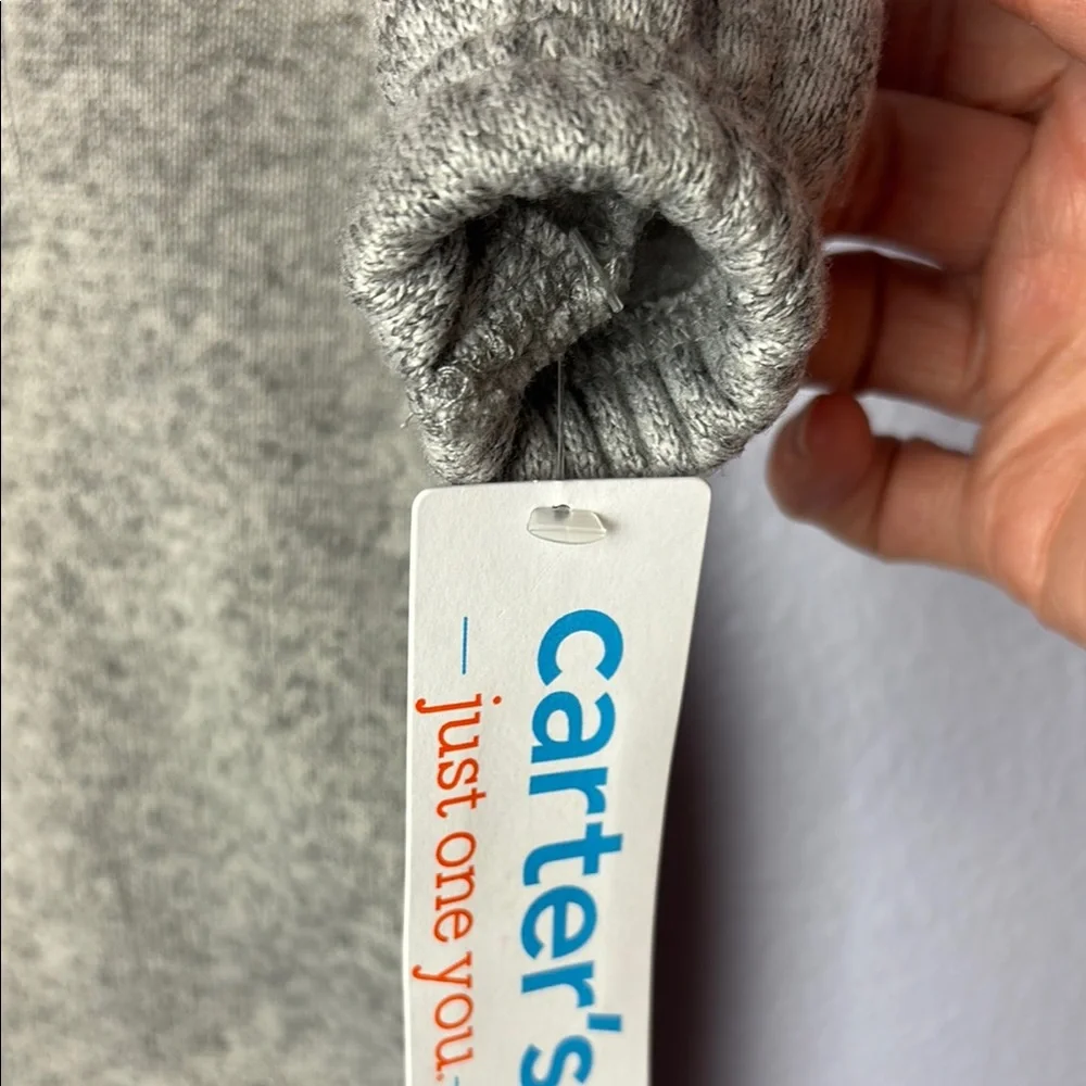Carter's Gray Bunting One Piece with Mock Neck Henley Fleece Lined Collar